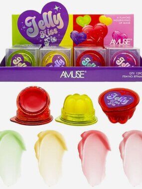 AMUSE- JELLY KISS FIX- LIP MASK- 4 pcs Set-1 of each Flavor Korean Beauty